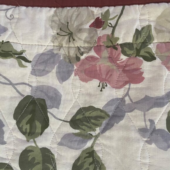 Martha Stewart Floral King Quilt 2 Shams Cotton Red Multi-Color Roses Reversible - Picture 7 of 7